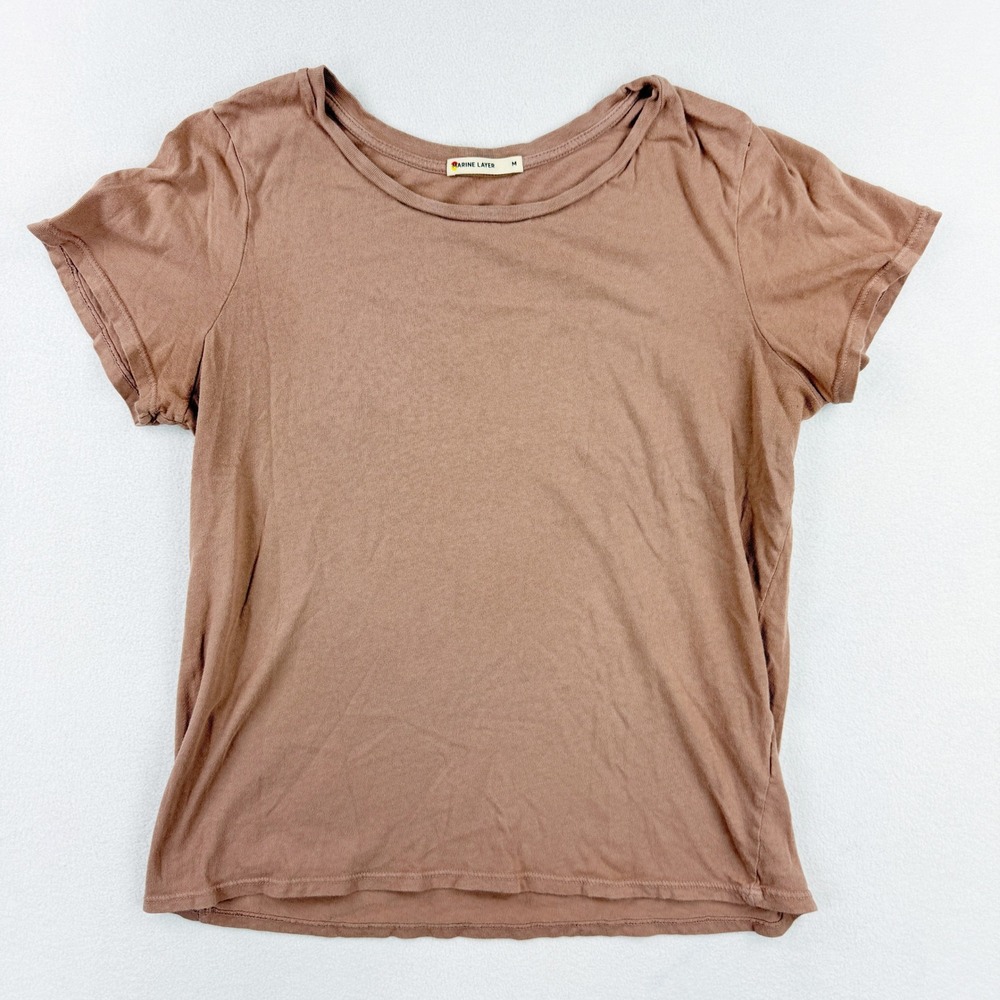 Marine Layer Women's Short Sleeve Crewneck Tee Tan